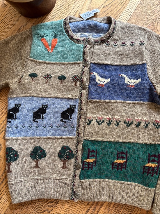 Blueberry Woven Sweaters - Vintage 100% Wool cardigan women’s cardigan